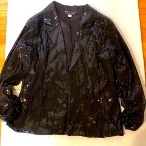 Hannah Banana Black Sequin Girls Blazer
